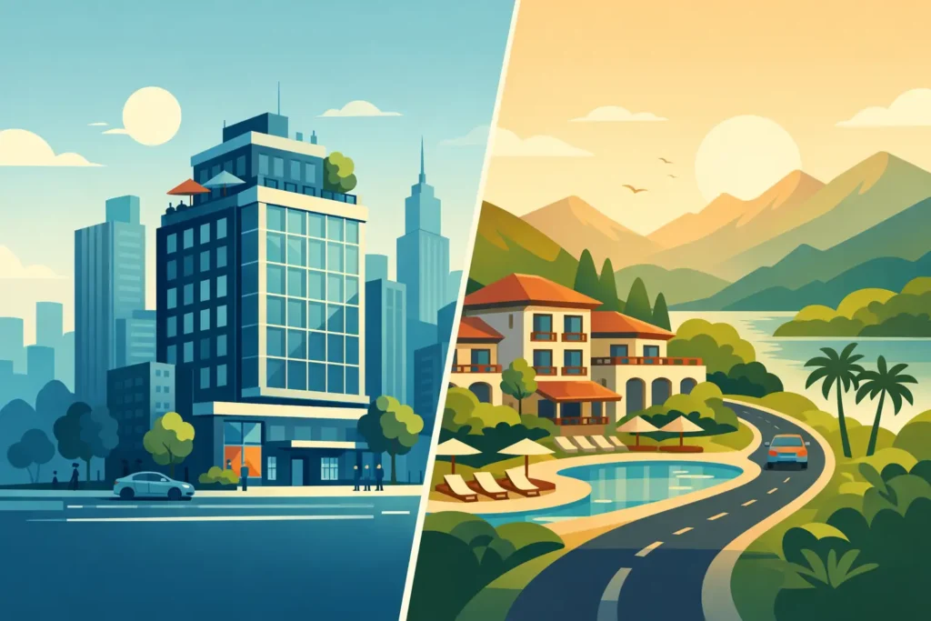 Hotel céntrico vs hotel periférico: qué conviene